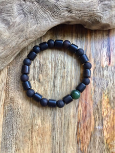 Mens Bracelet, Agarwood, Ebony Black Sandalwood, Canadian Nephrite Jade Bracelet