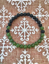 Load image into Gallery viewer, Green Jade Lava Stone Bracelet, Canadian Jade Beads, Couples Bracelet,  Energy Bracelet.