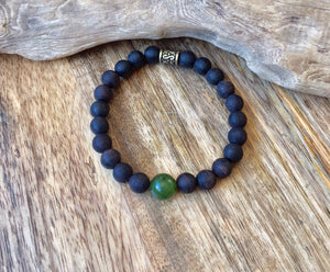 Mens Beaded bracelet, Agarwood, Canadian Nephrite Jade Bracelet, Lucky Jade Bracelet