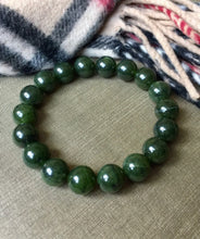 Load image into Gallery viewer, Men&#39;s Jade Bracelet, 12mm Canadian Jade Bracelet, Authentic Natural Nephrite Jade Beads