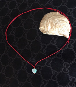 Red String Necklace, Lucky Jade Necklace, Jadeite Heart Pendant Necklace, Protection, Amulet