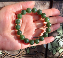 Load image into Gallery viewer, Men&#39;s Jade Bracelet, 12mm Canadian Jade Bracelet, Authentic Natural Nephrite Jade Beads