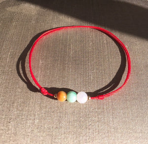 Good Luck Jade Red Cord Bracelet, Protection Bracelet, Gold Filled Beads, Wish Bracelet.