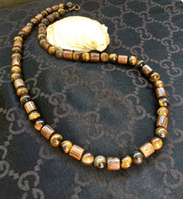 Load image into Gallery viewer, Mens Tiger Eye Necklace, Mens Wood Beads Necklace, Protection Necklace