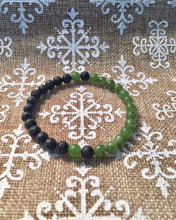 Load image into Gallery viewer, Green Jade Lava Stone Bracelet, Canadian Nephrite Beads, Energy Grounding Jewelry
