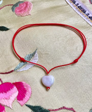 Load image into Gallery viewer, Jade Heart Bracelet, Good Luck Red Cord, Red String of Fate, Love Forever Bracelet, Amulet