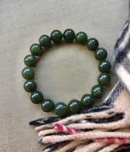 Load image into Gallery viewer, Men&#39;s Jade Bracelet, 12mm Canadian Jade Bracelet, Authentic Natural Nephrite Jade Beads