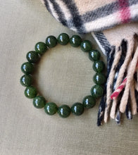 Load image into Gallery viewer, Men&#39;s Jade Bracelet, 12mm Canadian Jade Bracelet, Authentic Natural Nephrite Jade Beads