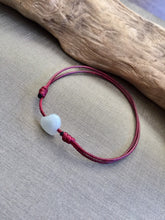 Load image into Gallery viewer, Jade Heart Bracelet, Red Cord Bracelet, BFF Bracelet, Back to school bracelet, Love You Bracelet, kids jade bracelet, Family Bracelet.