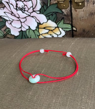 Load image into Gallery viewer, Good Luck Jadeite Bracelet, Lucky Jade Bracelet, Wish Bracelet, Protection Bracelet, Red Cord Bracelet, Jadeite Donut, Safety Amulet.