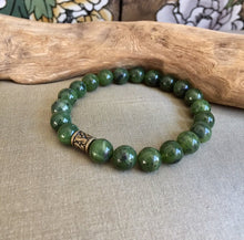 Load image into Gallery viewer, Mens Canadian Jade Bracelet, 100% Natural Untreated Genuine Canadian Nephrite Jade, 10mm Authentic Canadian Jade, Father &amp; Son Bracelet.