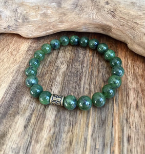 Mens Canadian Jade Bracelet, 100% Natural Untreated Genuine Canadian Nephrite Jade, 10mm Authentic Canadian Jade, Father & Son Bracelet.