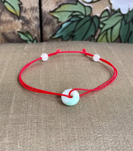 Load image into Gallery viewer, Good Luck Jadeite Bracelet, Lucky Jade Bracelet, Wish Bracelet, Protection Bracelet, Red Cord Bracelet, Jadeite Donut, Safety Amulet.