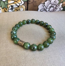 Load image into Gallery viewer, Mens Canadian Jade Bracelet, 100% Natural Untreated Genuine Canadian Nephrite Jade, 10mm Authentic Canadian Jade, Father &amp; Son Bracelet.