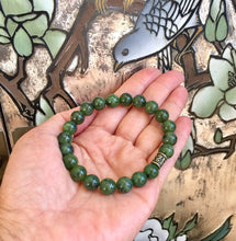 Load image into Gallery viewer, Mens Canadian Jade Bracelet, 100% Natural Untreated Genuine Canadian Nephrite Jade, 10mm Authentic Canadian Jade, Father &amp; Son Bracelet.