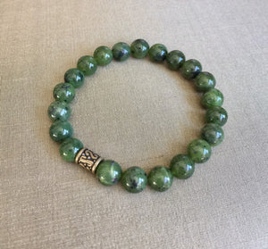 Mens Canadian Jade Bracelet, 100% Natural Untreated Genuine Canadian Nephrite Jade, 10mm Authentic Canadian Jade, Father & Son Bracelet.