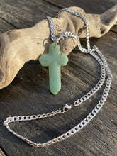 Load image into Gallery viewer, Genuine Untreated  Natural Jadeite Pendant, Mens Jade Cross Pendant Necklace, Mens Jade Pendant Necklace, Stainless steel chain necklace.