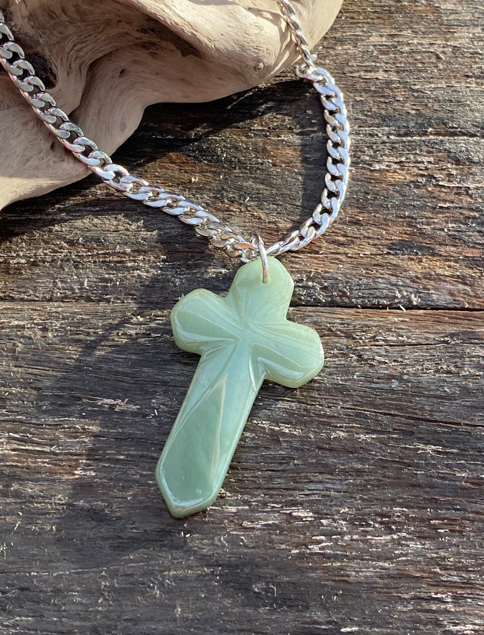 Jade Cross Charm Pendant Necklace No Chain