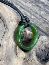 Load image into Gallery viewer, Authentic Natural Canadian Jade Ring, Nephrite Jade Ring Pendant, Karma Circle Pendant Necklace, Mens Jade Necklace, Jade Necklace for Mens.