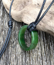 Load image into Gallery viewer, Authentic Natural Canadian Jade Ring, Nephrite Jade Ring Pendant, Karma Circle Pendant Necklace, Mens Jade Necklace, Jade Necklace for Mens.