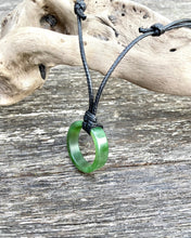 Load image into Gallery viewer, Authentic Natural Canadian Jade Ring, Nephrite Jade Ring Pendant, Karma Circle Pendant Necklace, Mens Jade Necklace, Jade Necklace for Mens.