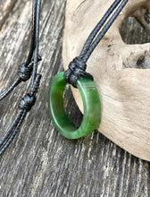 Load image into Gallery viewer, Authentic Natural Canadian Jade Ring, Nephrite Jade Ring Pendant, Karma Circle Pendant Necklace, Mens Jade Necklace, Jade Necklace for Mens.