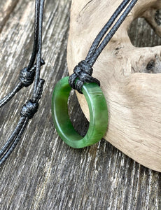 Authentic Natural Canadian Jade Ring, Nephrite Jade Ring Pendant, Karma Circle Pendant Necklace, Mens Jade Necklace, Jade Necklace for Mens.