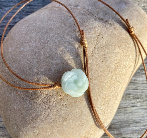 Jade necklace, Jadeite Rose Pendant, Natural Jadeite Necklace, Waterproof Necklace, Simple Necklace, Jade Choker, Jade necklace for girls.