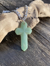 Load image into Gallery viewer, Genuine Untreated  Natural Jadeite Pendant, Mens Jade Cross Pendant Necklace, Mens Jade Pendant Necklace, Stainless steel chain necklace.