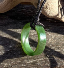 Load image into Gallery viewer, Authentic Natural Canadian Jade Ring, Nephrite Jade Ring Pendant, Karma Circle Pendant Necklace, Mens Jade Necklace, Jade Necklace for Mens.