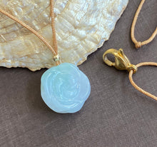 Load image into Gallery viewer, Jade necklace, Jadeite Rose Pendant, Natural Jadeite Necklace, Waterproof Necklace, Jade choker, Jade for girlfriend, Mother’s Day Gift.