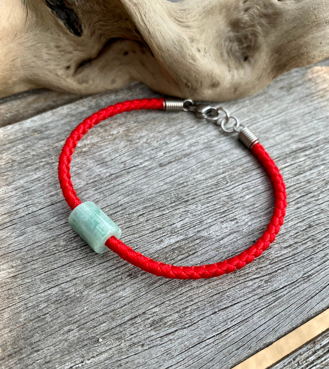 Good Luck Red Cord Bracelet, Emerald Green Jadeite, Lucky Jade Bracelet, Wish Bracelet, Protection Bracelet, Red Cord Jade Bracelet, Amulet.