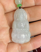 Load image into Gallery viewer, Certified Natural Jadeite Guan Yin, A-Grade Jadeite Guanyin Pendant, Milky White Jadeite Pendant, Jadeite Pendant Necklace.