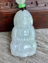 Load image into Gallery viewer, Certified Natural Jadeite Guan Yin, A-Grade Jadeite Guanyin Pendant, Milky White Jadeite Pendant, Jadeite Pendant Necklace.