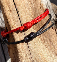 Load image into Gallery viewer, Waterproof Cord Bracelet, Black Cord Bracelet, Red Bracelet, Surfer Bracelet, Kids Bracelet, Family Bracelet, Vegan Bracelet.