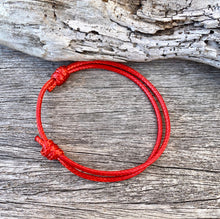 Load image into Gallery viewer, Waterproof Cord Bracelet, Black Cord Bracelet, Red Bracelet, Surfer Bracelet, Kids Bracelet, Family Bracelet, Vegan Bracelet.