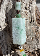 Load image into Gallery viewer, Certified Jadeite, Burmese Jadeite Pendant Necklace, Traditional Carving Rectangle Column Jadeite, Jadeite Pillar Pendant, Sweater Necklace.