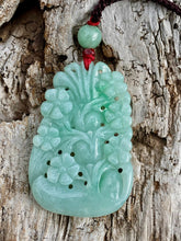 Load image into Gallery viewer, Certified Grade A Jadeite Pendant, Flowers &amp; Bird Jadeite Pendant, Jade Jadeite, Emerald Green Jadeite Necklace, Lucky Jade Necklace