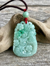 Load image into Gallery viewer, Certified Grade A Jadeite Pendant, Flowers &amp; Bird Jadeite Pendant, Jade Jadeite, Emerald Green Jadeite Necklace, Lucky Jade Necklace