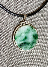 Load image into Gallery viewer, Certified Natural A Green Jadeite 925 Silver Inlaid landscape Pendant, Vintage Jadeite Pendant, Emerald Green Jadeite Jade, Jadeite Necklace