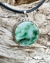 Load image into Gallery viewer, Certified Natural A Green Jadeite 925 Silver Inlaid landscape Pendant, Vintage Jadeite Pendant, Emerald Green Jadeite Jade, Jadeite Necklace