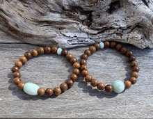 Load image into Gallery viewer, Healing Bracelets, Mens Wood Beads Bracelet, Senna Siamea Wood Bead Bracelet, Lucky Jade Bracelet, Jadeite Jade Bracelet, Couples Bracelet.