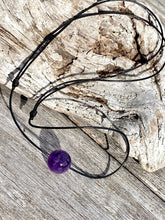 Load image into Gallery viewer, Natural Gemstone Necklace, Large Amethyst Bead Necklace, Simple Gemstone Choker, Amethyst Pendant Necklace.