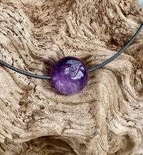 Load image into Gallery viewer, Natural Gemstone Necklace, Large Amethyst Bead Necklace, Simple Gemstone Choker, Amethyst Pendant Necklace.