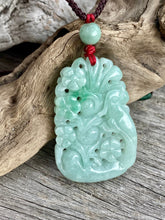 Load image into Gallery viewer, Certified Grade A Jadeite Pendant, Flowers &amp; Bird Jadeite Pendant, Jade Jadeite, Emerald Green Jadeite Necklace, Lucky Jade Necklace