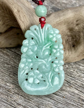 Load image into Gallery viewer, Certified Grade A Jadeite Pendant, Flowers &amp; Bird Jadeite Pendant, Jade Jadeite, Emerald Green Jadeite Necklace, Lucky Jade Necklace