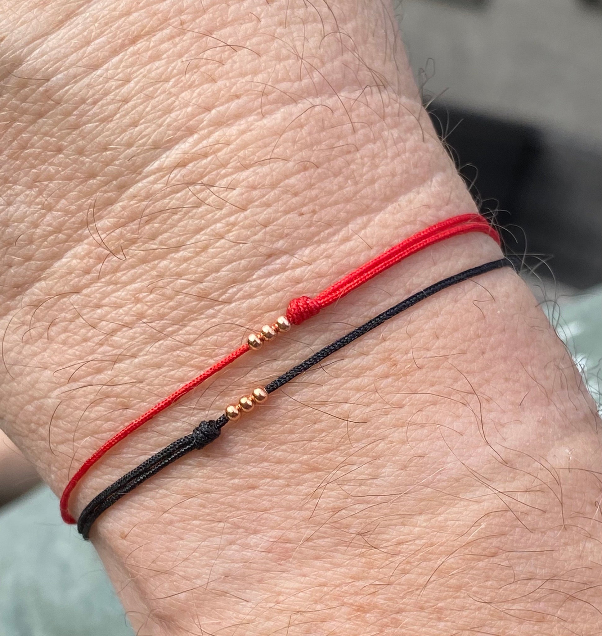 Good Luck Thin Red Cord 14k Gold Filled Beads Bracelet, Positive Energy,  Tiny Red Thread Bracelet, Protection Bracelet, Red String Bracelet, Tiny
