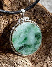 Load image into Gallery viewer, Certified Natural A Green Jadeite 925 Silver Inlaid landscape Pendant, Vintage Jadeite Pendant, Emerald Green Jadeite Jade, Jadeite Necklace