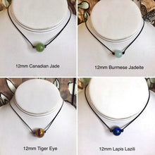 Load image into Gallery viewer, Gemstone Necklace, Genuine Natural Gemstone Bead, Canadian Jade, Jadeite, Lapis, Tiger Eye, Turquoise, Simple Thin Necklace, Jade Choker.