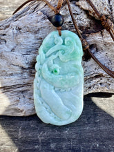 Load image into Gallery viewer, Certified Grade A Jadeite Pendant, Large Burmese Jadeite Pendant, Hand carved Dragon Jadeite, Emerald Green Jadeite Dragon.